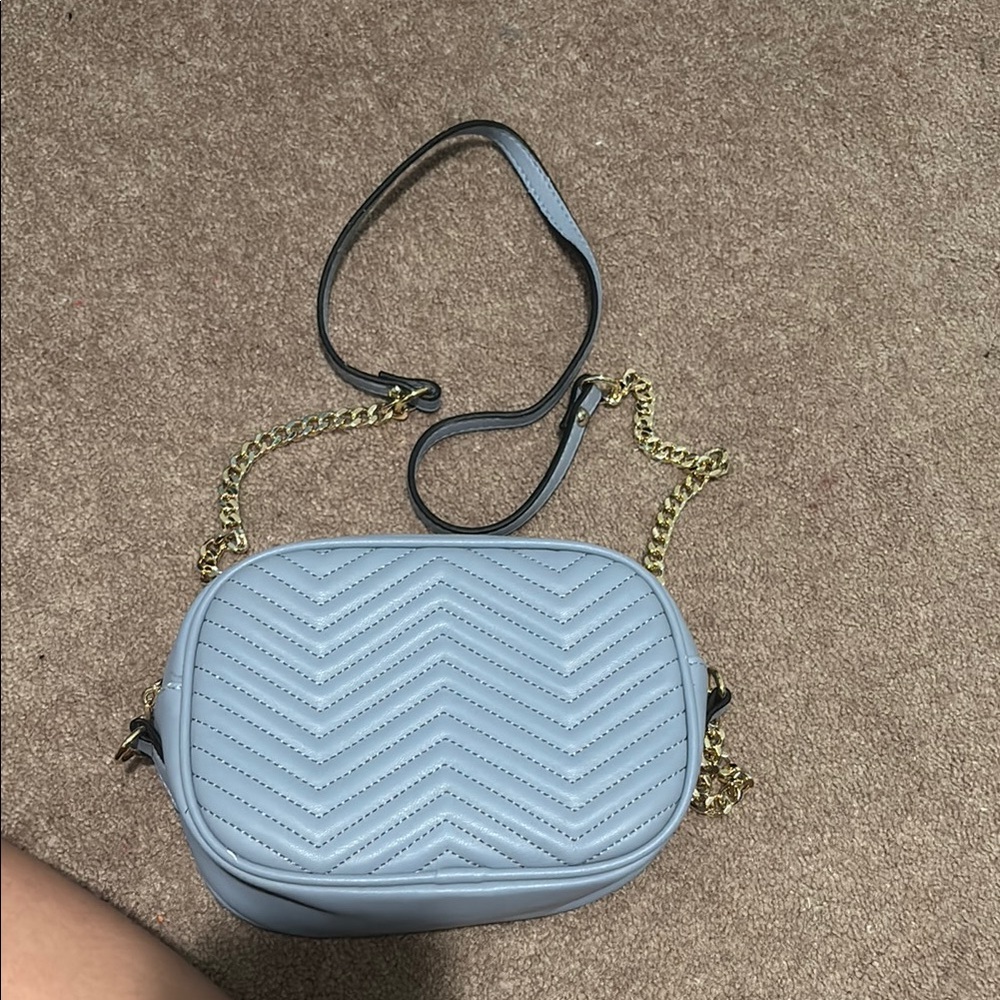 Elegant Blue Quilted Crossbody Bag
